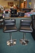 Pair of Black & Chrome Gas-Lift Barstools