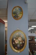 Two Oval Oil on Board Paintings