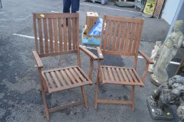 Pair of Wooden Folding Garden Chairs