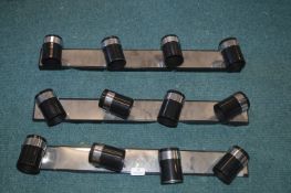 Three Chrome & Black Four Spot Light Fittings