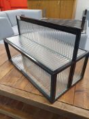 * metal and glass display shelf