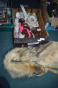 Pottery and Decorative Items plus a Wolf Skin
