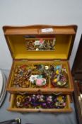 Jewellery Box and Contents of Costume Jewellery