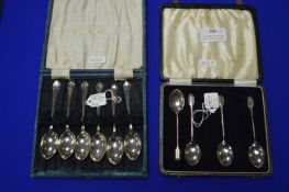 Cased Set of Six Silver Teaspoons plus Four Silver