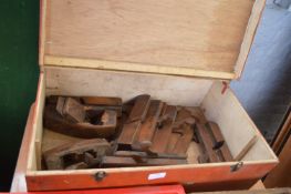 Wooden Box Containing Vintage Wooden Moulding Plan