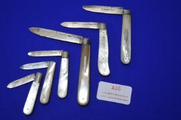 Six Hallmarked Sterling Silver Mother of Pearl Poc