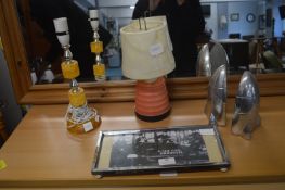 Two Retro Lamps, Rocket Bookends, etc.