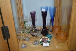 Decorative Glassware; Vases, Babycham Glasses, Pap