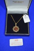9k Gold Chain and Pendant with Garnets