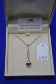 9k Gold Chain and Pendant with Amethyst