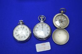 Two Pocket Watches and a Pocket Compass