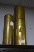 Brass Artillery Shell and a Calcium Carbide Contai