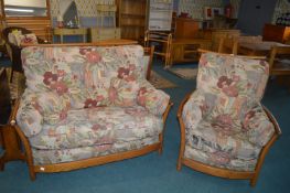 Ercol Two Seat Sofa and Armchair