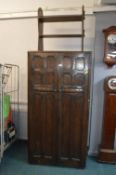 1950's Dark Oak Wall Wardrobe and Small Oak Shelve