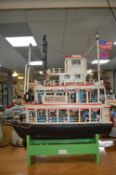 Wooden Model of a Paddle Ship Steam Boat 