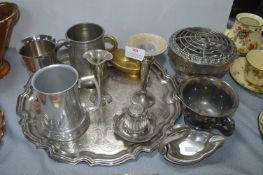 Plated Tray, Tankards, etc.