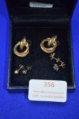 Three Pairs of 9k Gold Earrings