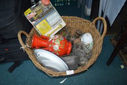 Basket of Pottery and Glassware