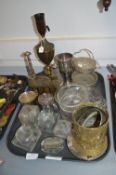 Collectible Glass and Metal Ware; Inkwells, Lamp,