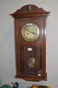 1930's Oak Wall Clock with Key (working condition)