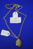 14k Rolled Gold Pendant with Gemstone and 9k Gold Neck Chain