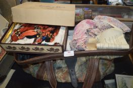Carpet Bag Containing Vintage Textiles, Embroideri