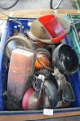Tub of Vintage Vehicle Parts, Lamps, etc.
