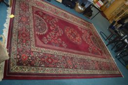 Large Red Floral Rug 380x273cm