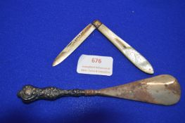 Hallmarked Sterling Silver Pocket Knife with Mothe