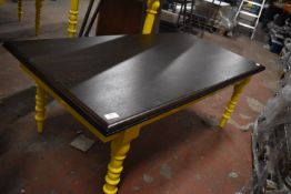 *Yellow Painted Table with Dark Wood Top (to match