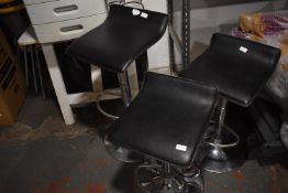 Three Black & Chrome Stools