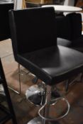 *Two Black Leather Effect Barstools with Foot Rest