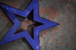 *75cm Blue Glitter Star in Red Frame