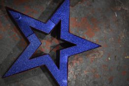 *75cm Blue Glitter Star in Red Frame