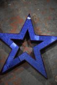 *75cm Blue Glitter Star in Red Frame