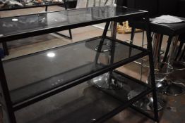 *A-Frame Three Tier Glass and Black Shelf Unit 82x