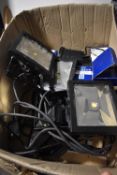 Box of Five Floodlights plus Various Bulbs