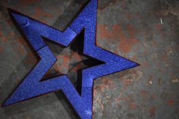 *75cm Blue Glitter Star in Red Frame