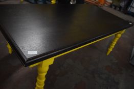 *Yellow Painted Table with Dark Wood Top (to match