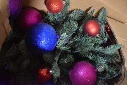 *Christmas Garland with Baubles and LED Lights