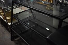 *A-Frame Three Tier Glass and Black Shelf Unit (co