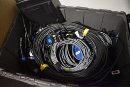 Box of Audio and Other Cables, DVD Player, etc.