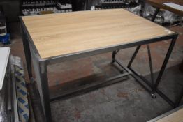 *Steel Framed Table on Wheels with Wooden Insert T