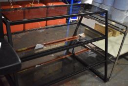 *A-Frame Three Tier Glass and Black Shelf Unit (co