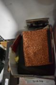 Two Rolls of Copper Glitter Fabric with Black Back