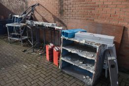 *Assorted Plaster’s Trestles, Spray Shop Stands, Shelving Units, Tables, etc.