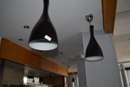 *Pair of Dartone Black Glass Ceiling Pendants