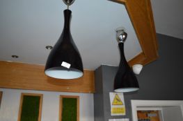 *Pair of Dartone Black Glass Ceiling Pendants