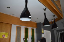 *Pair of Dartone Black Glass Ceiling Pendants