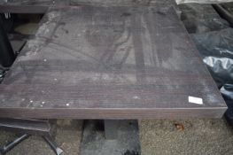 *68cm Square Darkwood Table on Metal Pedestal Base